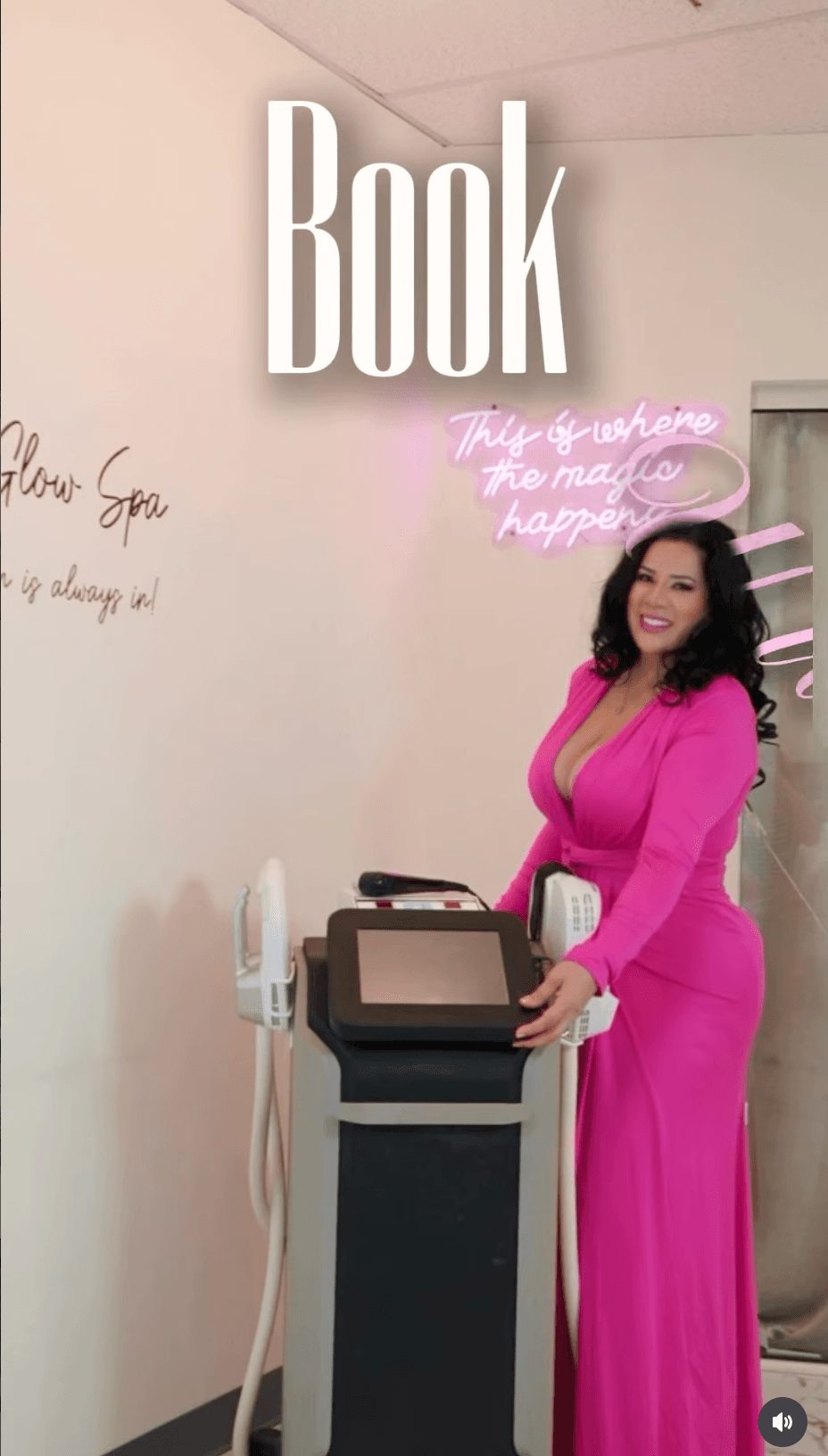 Lara Rahmani with body sculpting equipment at Body & Glow Spa